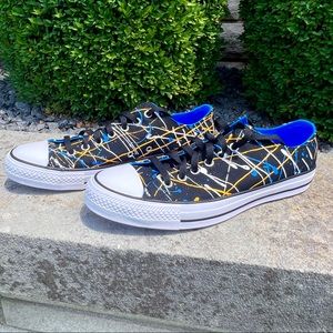 Converse CTAS OX PAINT SPLATTER Black Canvas Low Sneaker Mens 11